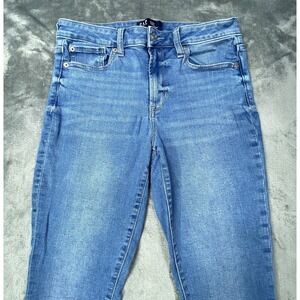 Gap Jeans Universal Legging Women 10 Long Whiskering Straight Stretch Light Wash